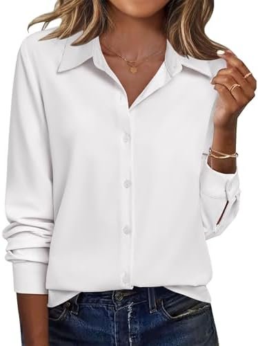 Zeagoo Womens Tops White Blouse Business Casual Outfit - Image 2