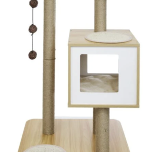 Arbre à chat 2 niveaux marron H84,5 cm
