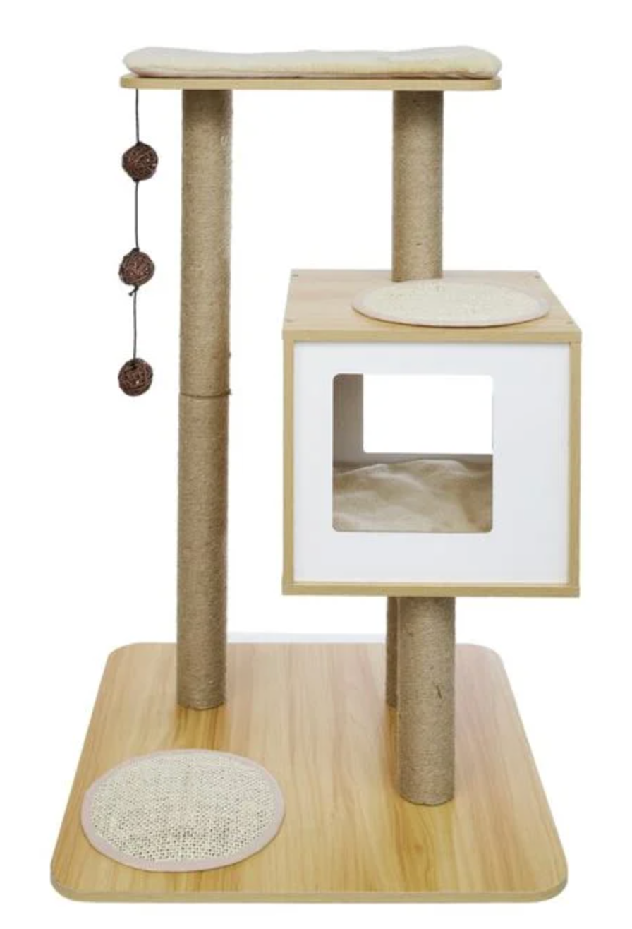 Arbre à chat 2 niveaux marron H84,5 cm