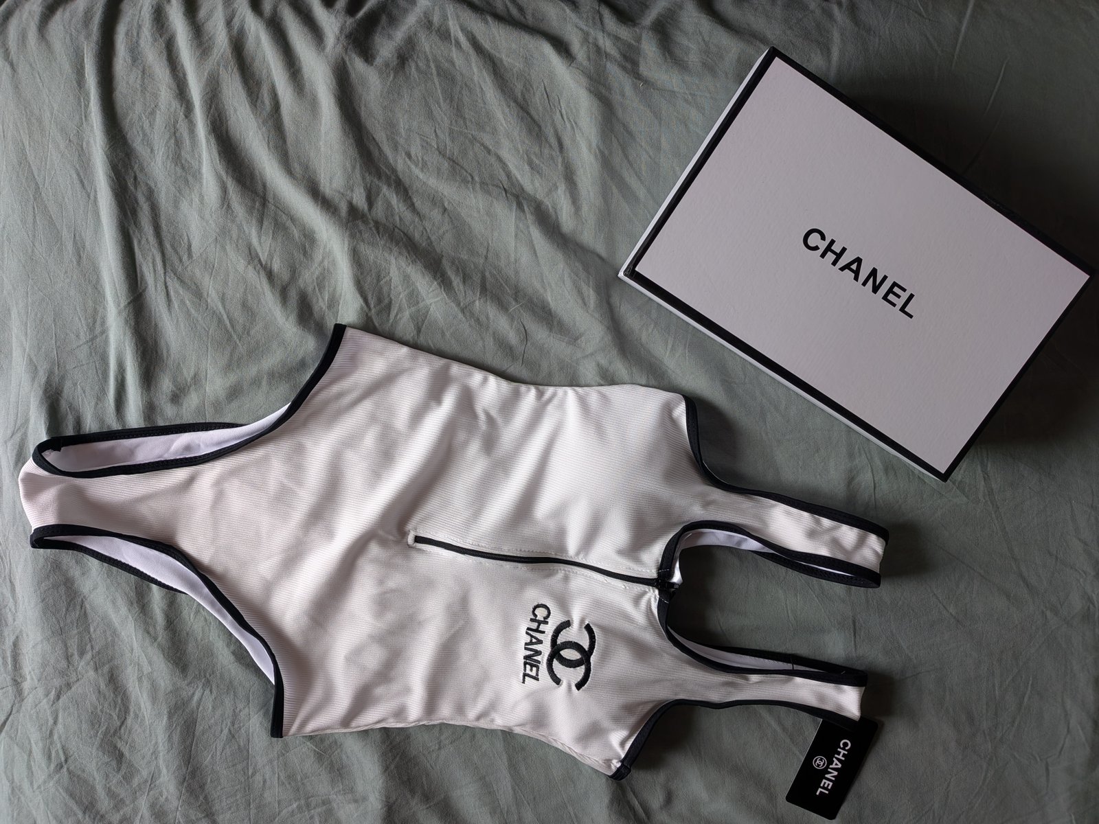 Maillot de bain une pièce Chanel M femme blanc – Image 5